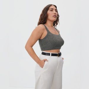 Everlane The Cozy-Stretch Tank Heathered Charcoal Gray NWT